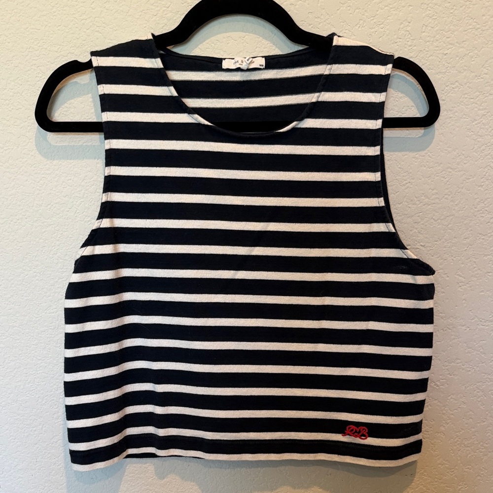 ❤️ RAG & BONE ❤️ Striped Sleeveless Crop Tank Top - Navy & White